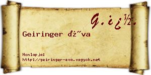 Geiringer Éva névjegykártya